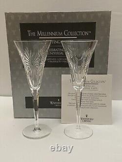 Waterford Crystal Retired Millennium Millenium Universal Flutes 5 Toasts, MIB