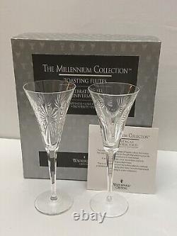 Waterford Crystal Retired Millennium Millenium Universal Flutes 5 Toasts, MIB