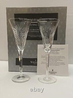 Waterford Crystal Retired Millennium Millenium Universal Flutes 5 Toasts, MIB