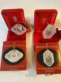 Waterford Crystal Songs of Christmas Set of 10 Ornaments IOBs Velvet Bag Boxes