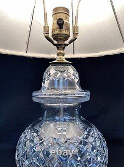 Waterford Irish Crystal Diamond Pattern Ginger Jar Lamp with Orig Finial No Shade