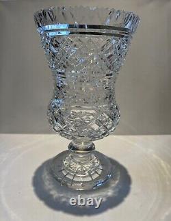 Waterford Irish Cut Glass Master Cutter Series 10 Large Footed Thistle Vase SEE