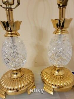Waterford Two Table Lamps Crystal Pineapple Shape 13 Inches Tall