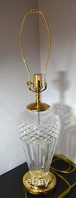 Waterford cut crystal brass table lamp Large 29 tall vintage original signed