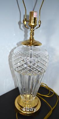 Waterford cut crystal brass table lamp Large 29 tall vintage original signed