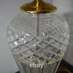 Waterford cut crystal brass table lamp Large 29 tall vintage original signed